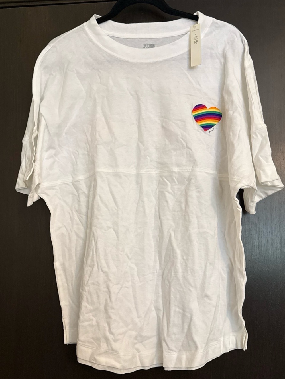 PINK Victoria's Secret White Tee with Navy Accent